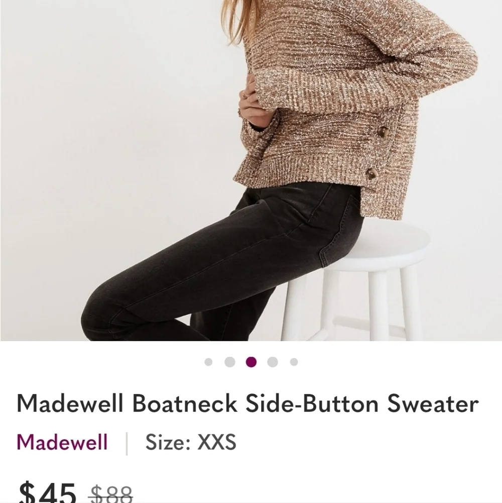 Madewell Boatneck Side Button Sweater Size Small{bx8}